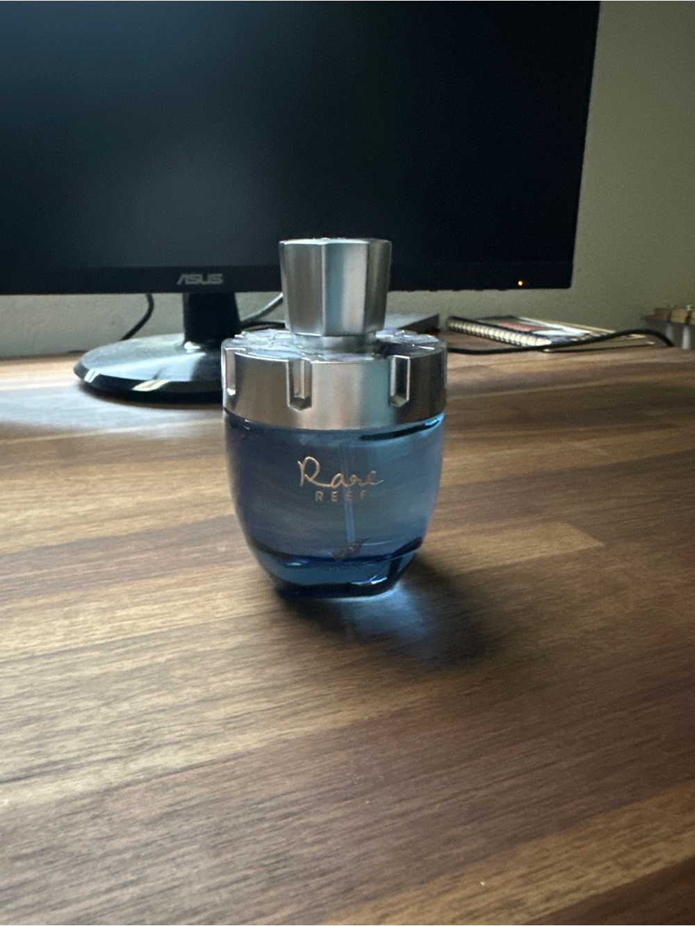 Afnan Rave Reef Blue Glass Cologne Bottle with Silver Cap